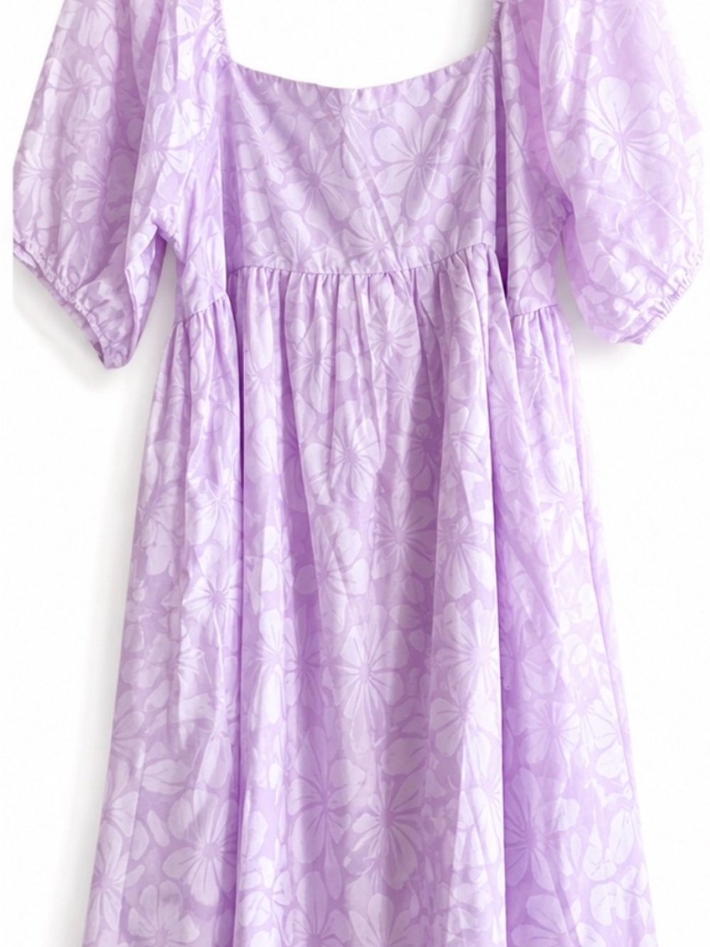 🌸 Baevely Lavender Floral Babydoll Dress | Puff Sleeves | Size Large